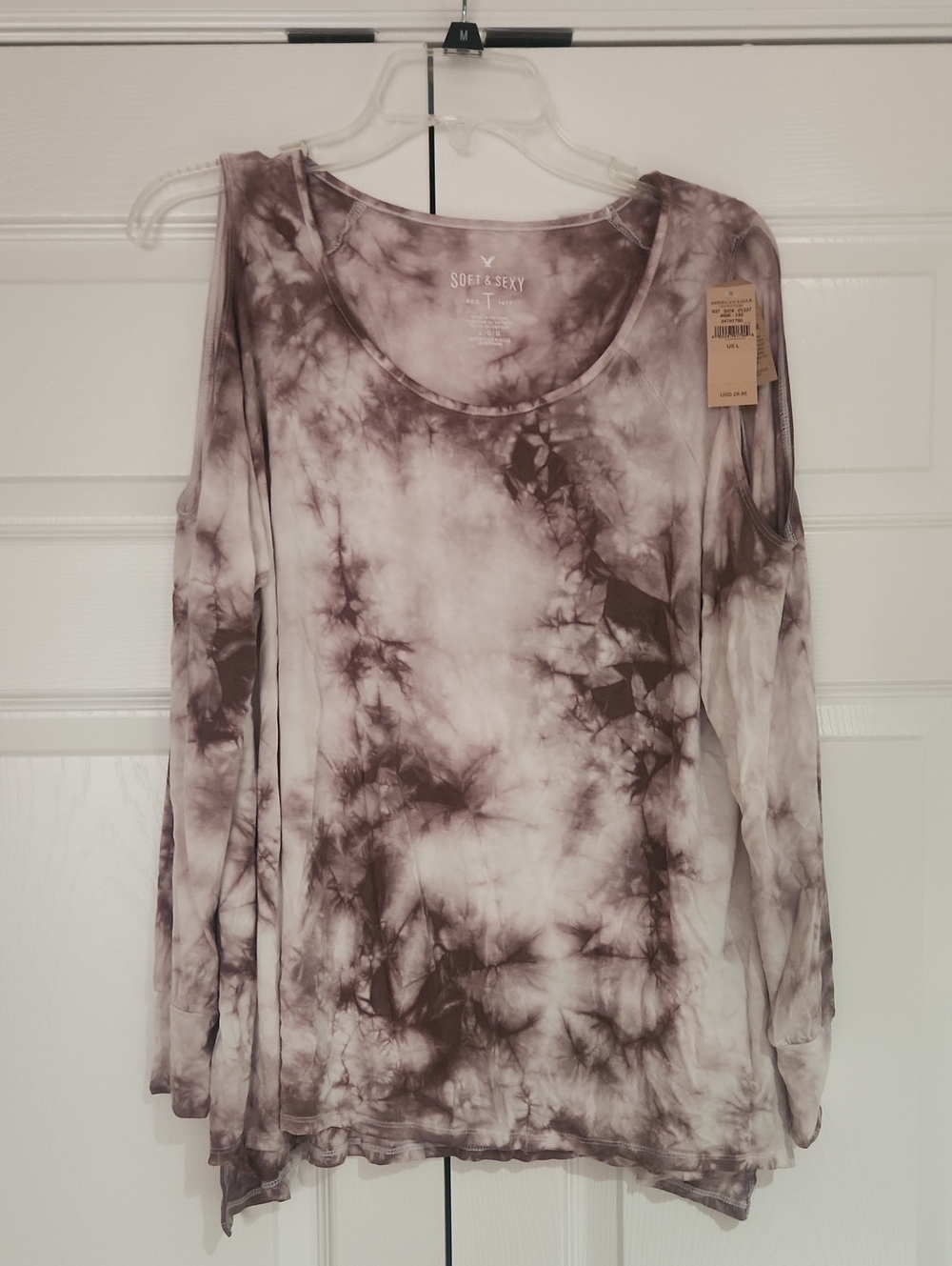 American Eagle Outfitters Dusty Mauve Tie-Dye Long Sleeve Tee